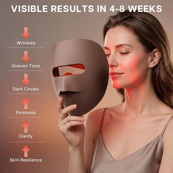 9D Red Light Face Mask – 328 LEDs, 4 Light Modes