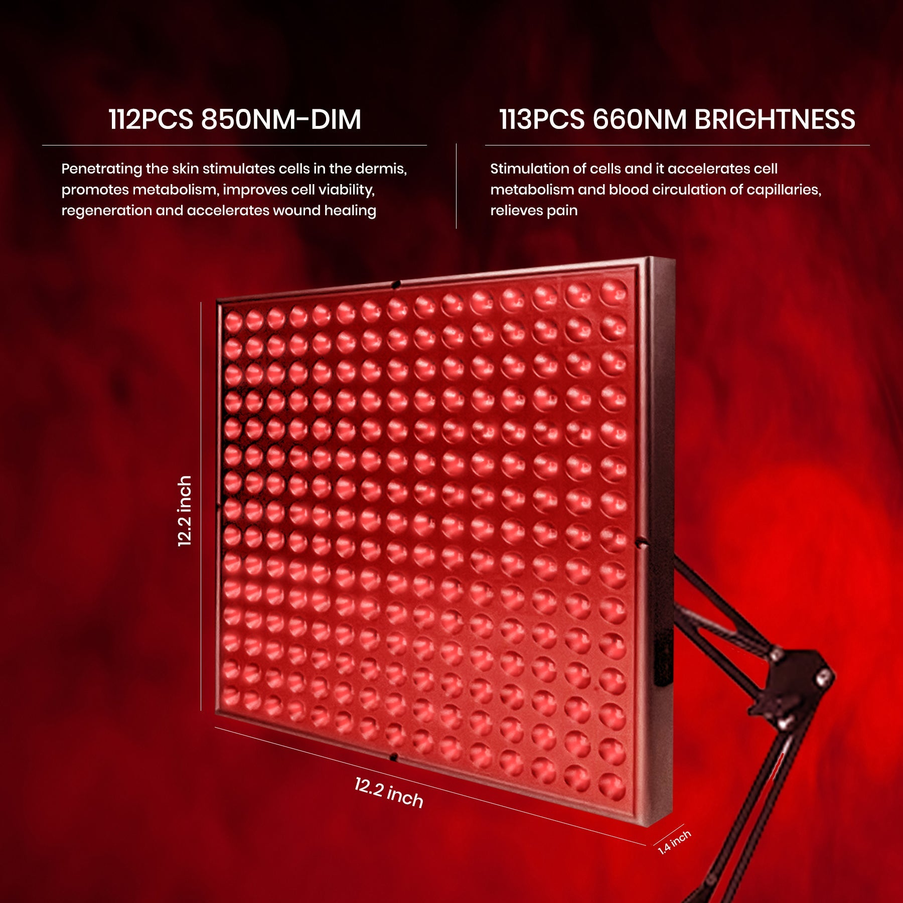 Red Wave Healing Therapy Lamp for Face & Body - Square 🔲