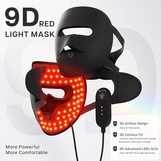 9D Red Light Face Mask – 328 LEDs, 4 Light Modes